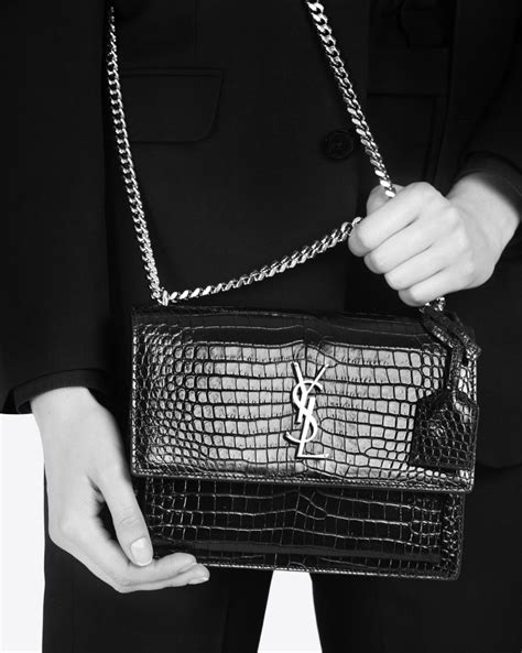 ysl medium sunset bag croc|ysl sunset bag review.